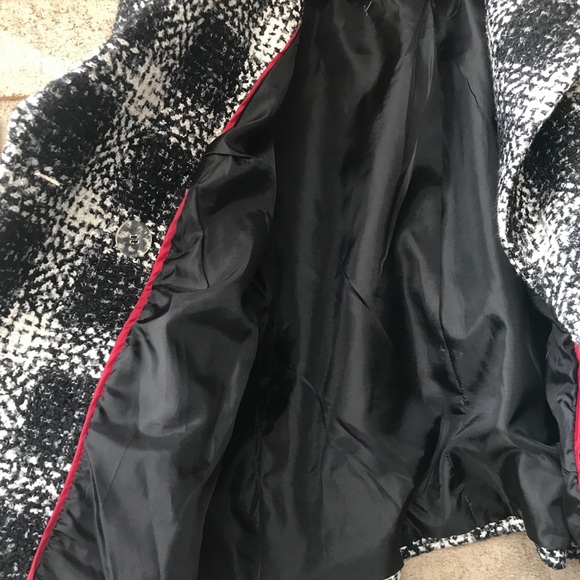 Black and White Plaid Pea Coat - Picture 5 of 7